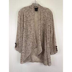 Katie Todd Mesh Cardigan Tunic Top Medium Beige Lagenlook Sheer Open Knit Artsy‎